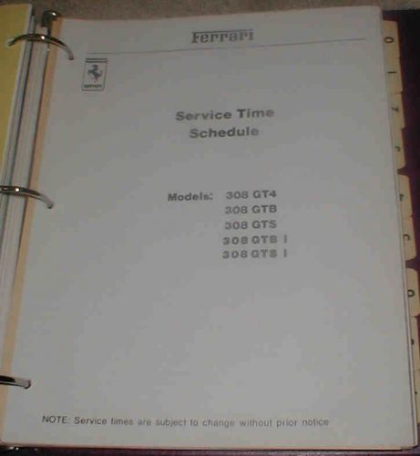 Ferrari 308 / 308i service times guide - factory manual