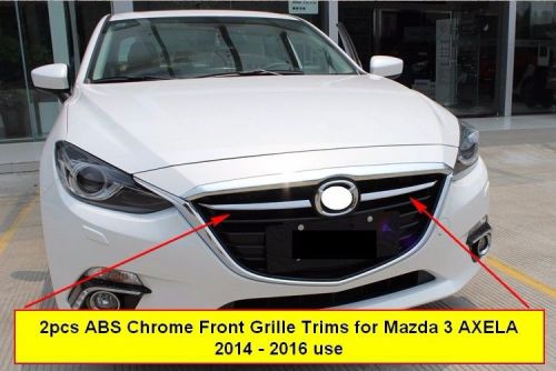 2pc chrome grille grill cover trim fit for mazda 3 axela m3 4 door sedan 2014-16