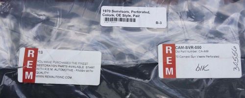 New 1970 camaro black sun visors perforated rem cam-svr-050 ca-449