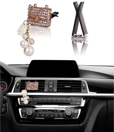 Bling crystal car air vent rhinestone interior decoration diamond gold handbag