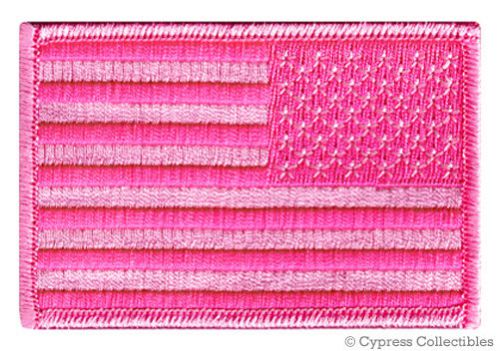 Lady biker patch - pink reverse american flag usa embroidered iron-on patriotic