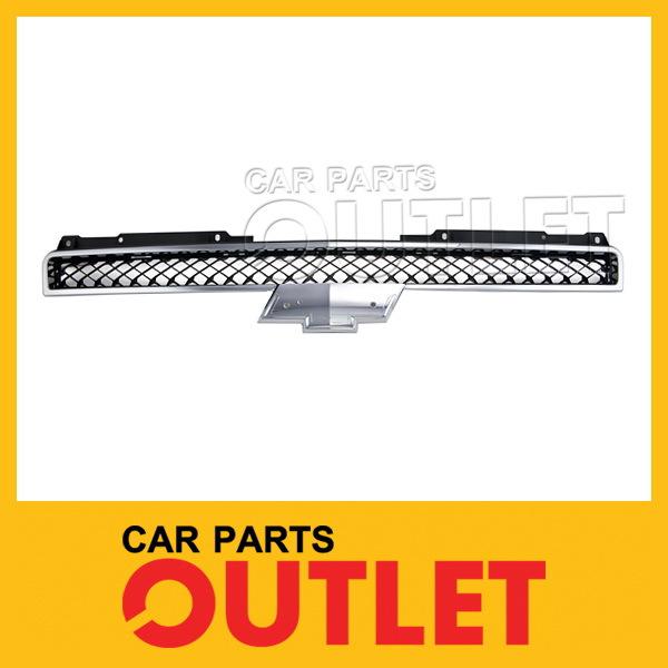 2007-2012 suburban tahoe wo offroad pkg black mesh grille chrome trim mldg upper