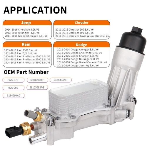 Engine Oil Cooler Filter Housing Assembly For Dodge Chrysler Jeep 2011-2016 3.6L, US $117.40, image 6