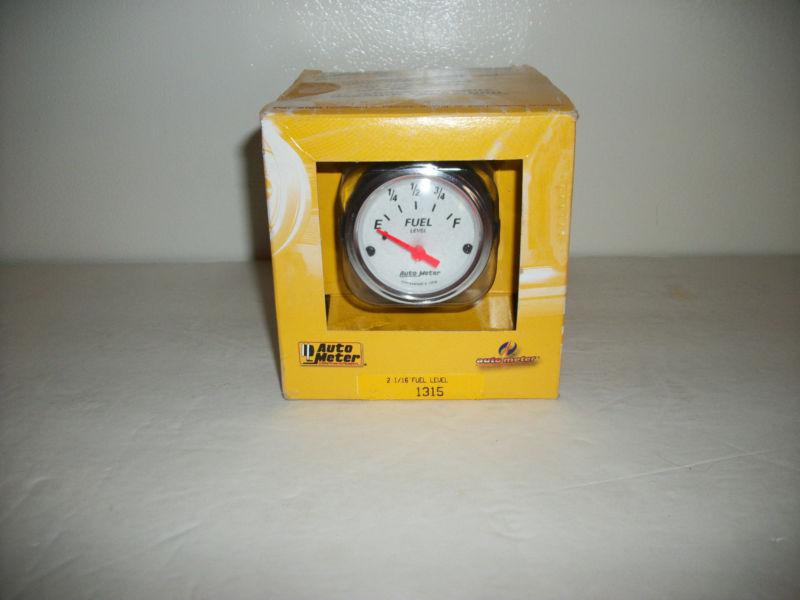 Auto meter fuel level gauge artic white 2-1/16" gm cars trucks 65-97 chevy