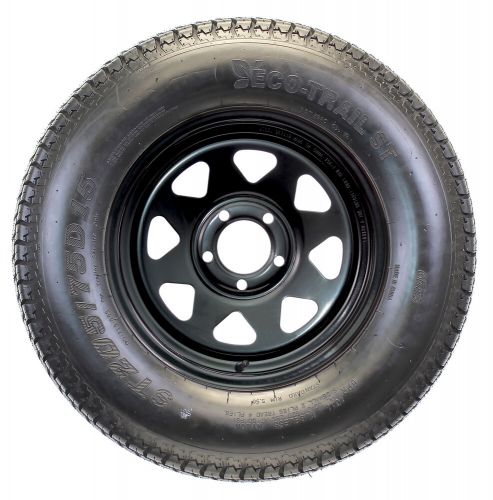Eco Trailer Tire On Rim ST205/75D15 15 in. Load C 5 Lug Black Spoke Wheel, US $131.96, image 9
