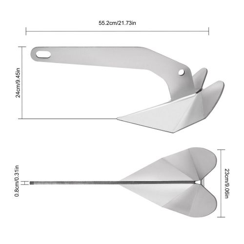 14lb 7kg Boat Anchor Wing for Boats 20-35ft 316 Stainless Steel Non-Hinged Plow, US $92.97, image 11