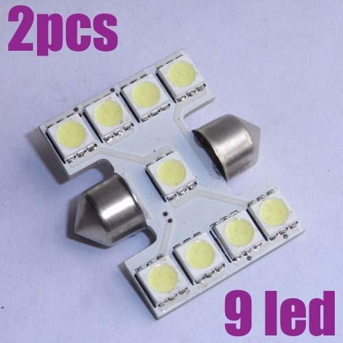 2x white 9 smd led festoon dome car light lamp for 3021