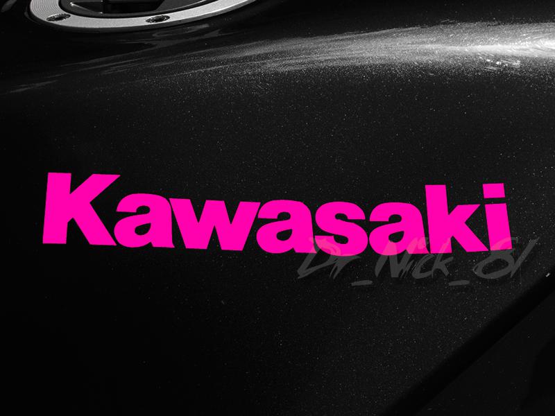 Kawasaki motorcycle 2 @ 6.75" x 1.06" vinyl decal sticker - pink