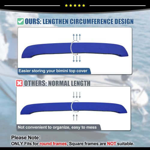 Universal piece of 1 4 bow bimini top storage boot cover blue 97&#034;-103&#034; width