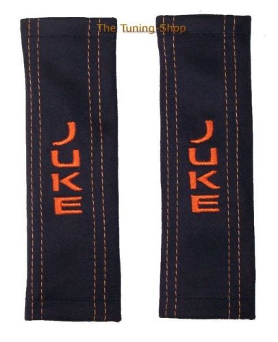 NEW 2 SEAT BELT COVERS PADS BLACK SUEDE EMBROIDERY ORANGE THREAD FOR NISSAN JUKE, US $54.99, image 3