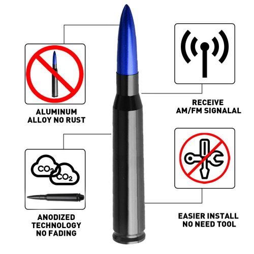 Bullet Antenna Black Blue 50 Cal Fit Chevy Silverado GMC 1500 Sierra Truck SUV, US $11.99, image 9