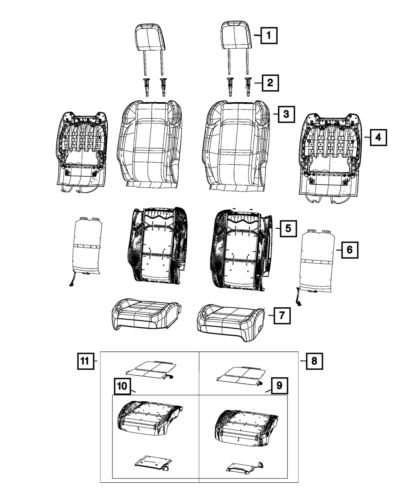 Genuine Mopar Front Seat Cushion Cover Right 6PW87TX7AF, US $497.12, image 3
