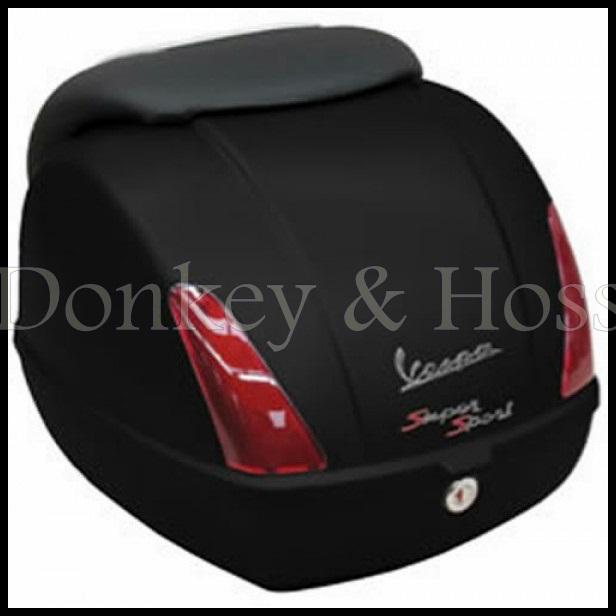 Genuine piaggio vespa gts/gtv top case with rack in the box - matte black - new