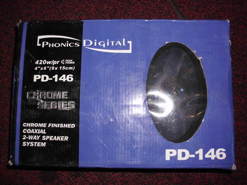 Phonics digital chrome finished coaxial 2 way speaker system 4" x 6" 4x6 pd-146