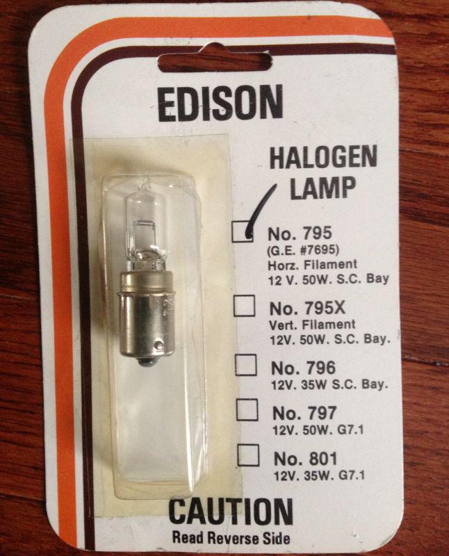 New edison halogen lamp no. 795 / ge 7695 horz. filament 12v 50w s.c. bay