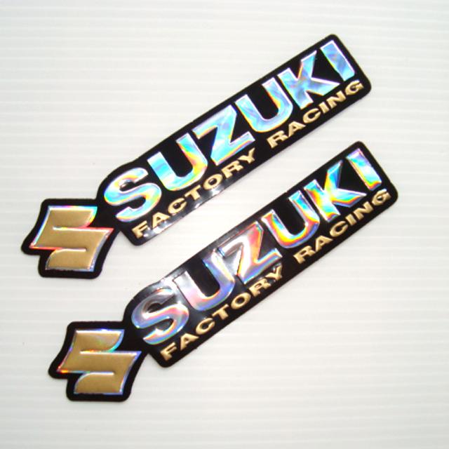 2pc. suzuki factory racing gold sticker die-cut foil emboss helmet car bike
