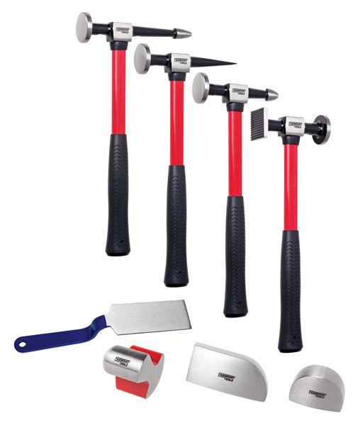 Fairmount tools 8 piece auto body hammer & dolly tool set fiberglass handles