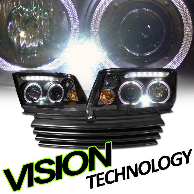 99-05 vw jetta/bora mk4 halo drl led projector headlights w/ fog lights+grille