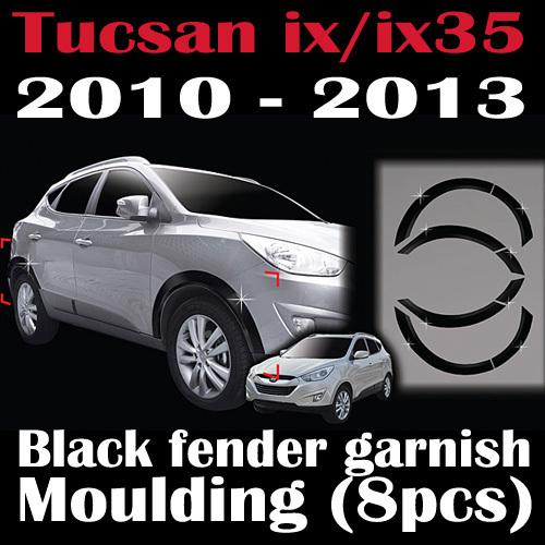 Black fender garnish moulding trim (a571) for hyundai 2010+ tucson