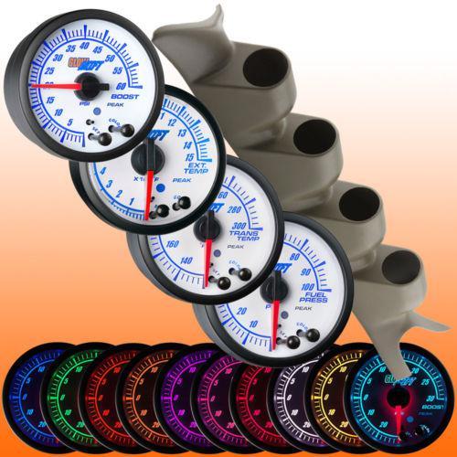 99-07 ford super duty powerstroke tan quad pod + 4 white elite 10 diesel gauges