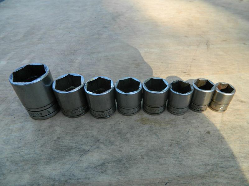 Set of 8 snap on 6 point 3/8" drive sae socket set 1/2-1 free shipping
