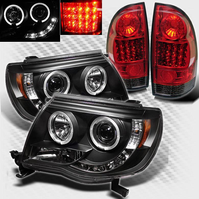 05-11 tacoma halo led projector headlights+led tail lamp head lights pair set