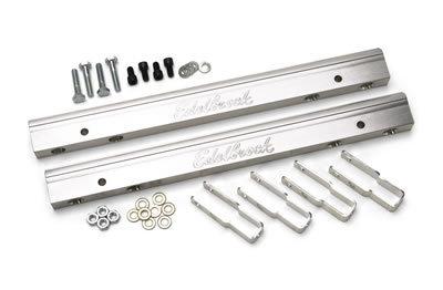 Edelbrock fuel rails super victor efi aluminum clear anodized pontiac v8 pair