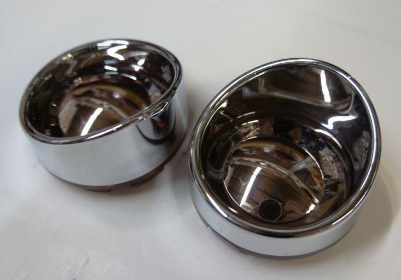 Turn signal bezels red with chrome/mirror lens w/ visor 4 harley davidson
