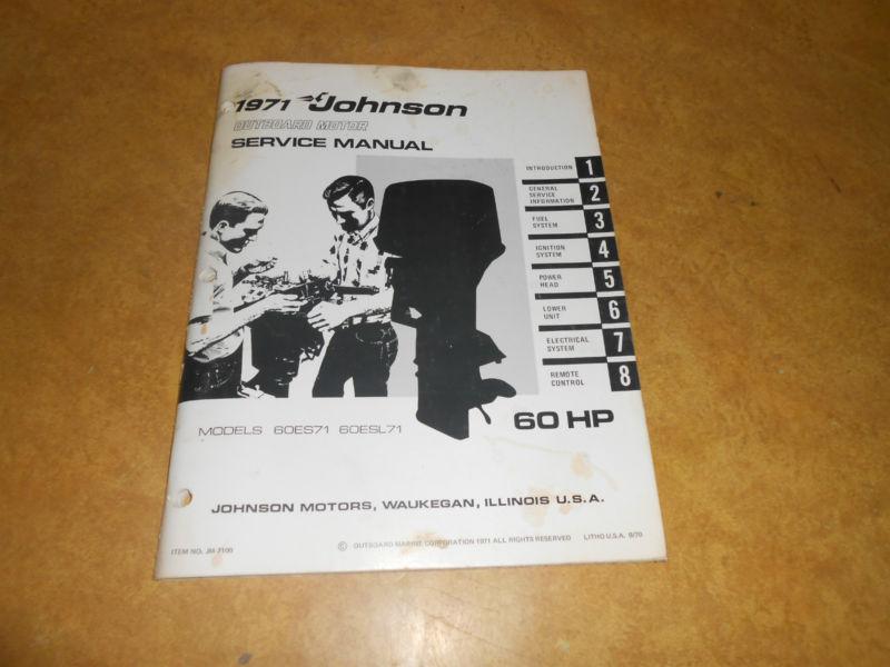 1971 60 hp johnson outboard factory repair & service manual evinrude 60hp 