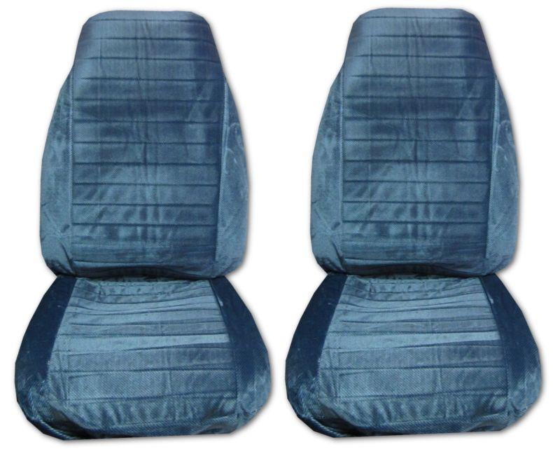Sell Quilted Velour With Weave High Back Car Truck Seat Covers Blue 1