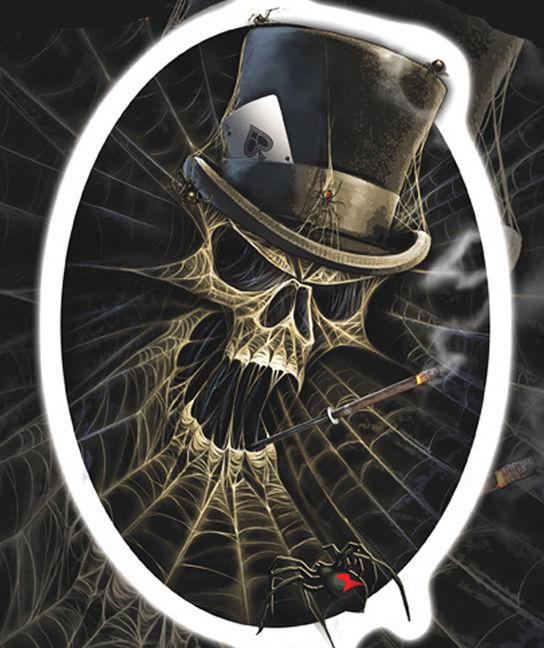Spider web skull biker decal 7 inch decal