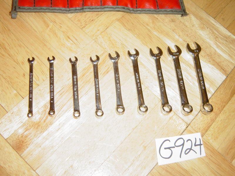 Snap on tools 9 piece sae. midget combination wrench set