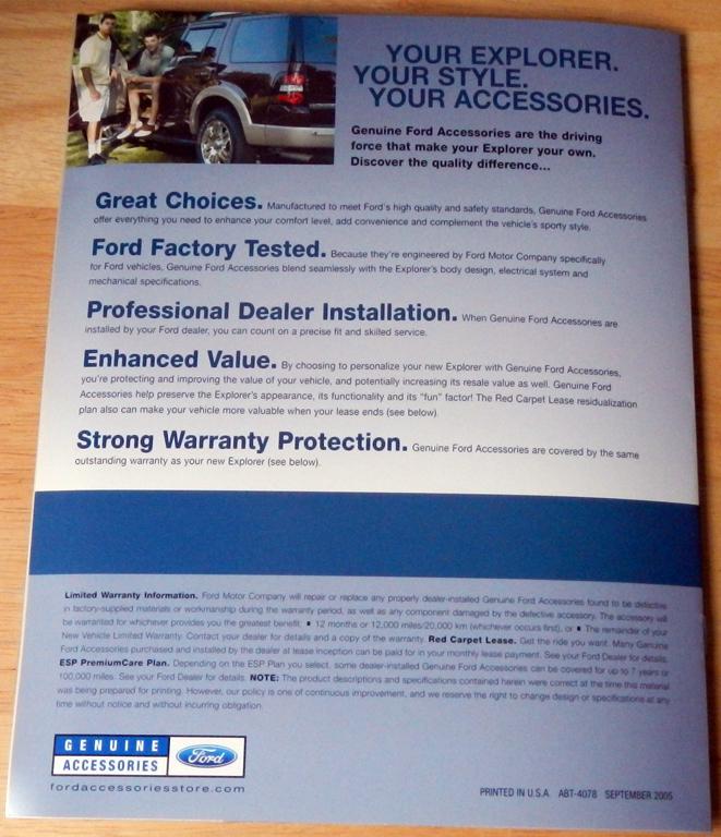 Sell 2006 FORD EXPLORER ACCESSORIES CATALOG BROCHURE in Clawson