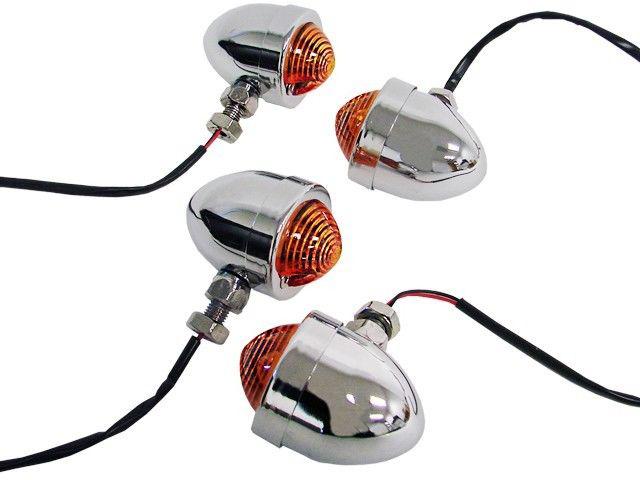 4~chrome panhead turn signal light for harley bobber custom chopper cafe cruiser