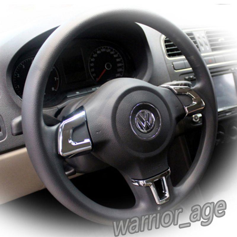 Chrome Steering Wheel Cover Trim Carbon Sticker For Golf MK6 POLO BORA 2011 12 , US $13.89, image 2