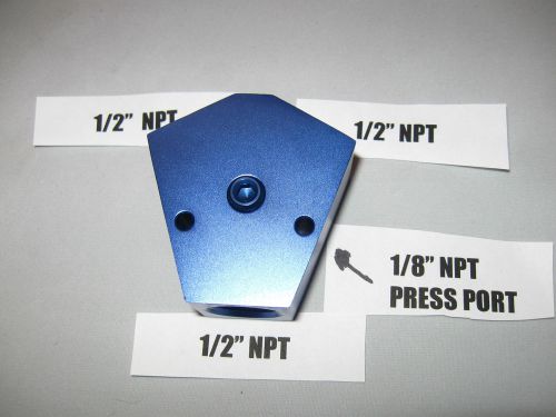 Aluminum y block 1/2" npt female full flow with pressure port