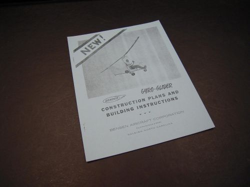 Vintage bensen gyro-glider  building instructions/materials list  -26 pgs-1959