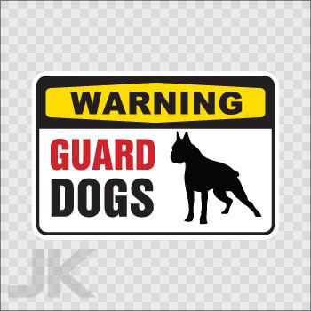 Decal stickers sign signs warning danger caution guard dog dogs 0500 vlz32