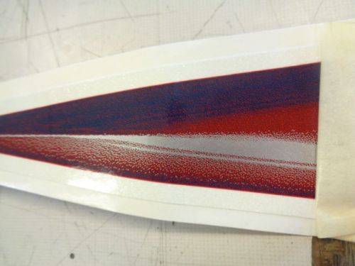 Decal pair ( 2 ) red / blue  / silver / white 104&#034; x 9 3/4&#034; marine boat