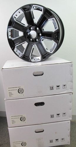 22&#034; new gmc yukon sierra chevy silverado suburban black chrome wheels rims 5660