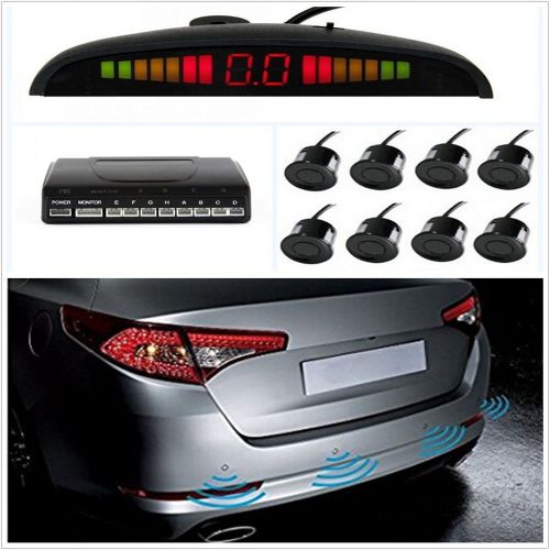 Black 8 parking sensor car suv led display reverse backup radar alarming system