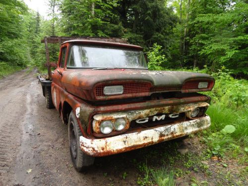 1960 gmc 1 ton stake rack rear window guard - wood glass 133 base mater truck