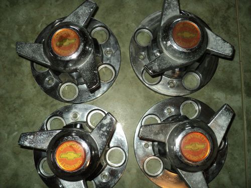 Rat rod / set of 4 chevy truck 5 bolt flipper center caps (rare)