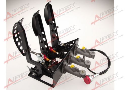 Adjustable race rally hydraulic clutch brake bias pedal box assembly