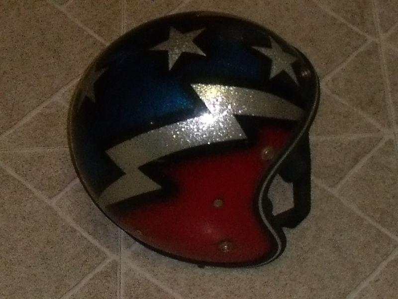 Vintage LSI 4200 Stars Bolts Metalflake 3/4 Helmet Red Silver Blue Motorcycle M, US $64.99, image 3