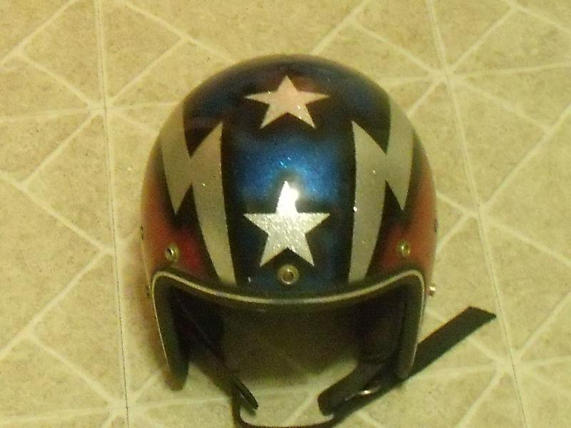 Vintage LSI 4200 Stars Bolts Metalflake 3/4 Helmet Red Silver Blue Motorcycle M, US $64.99, image 4