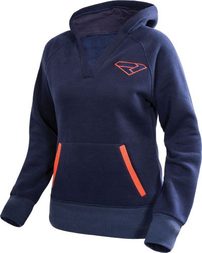 Fxr pinnacle womens pullover hoodie navy blue/electric tang orange