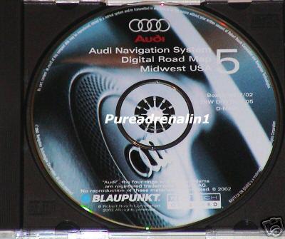 01 2002 audi a4 a6 a8 navigation map d navi disc cd 5 midwest il in oh wi mi