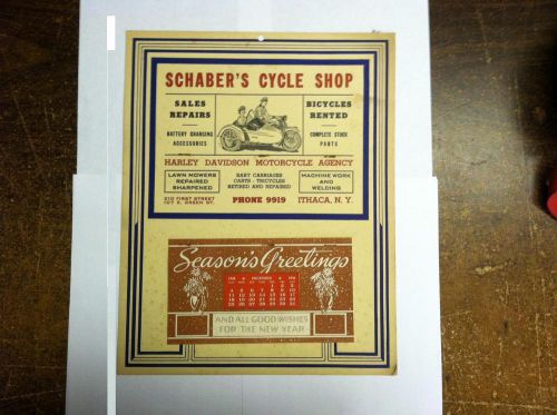 Original 1939 harley-davidson dealer calendar schabers  knucklehead, sidevalve