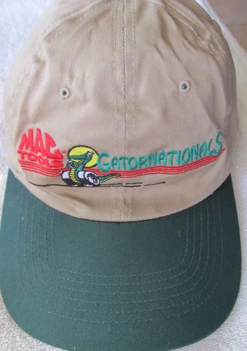 Mac tools gator nationals khaki tan w/ green snap back solid baseball cap hat!